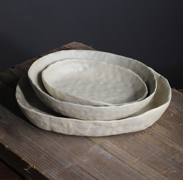 Hand-Squeezed Ceramic Dinner Plate Set - Irregular Shape & Personalized Design
