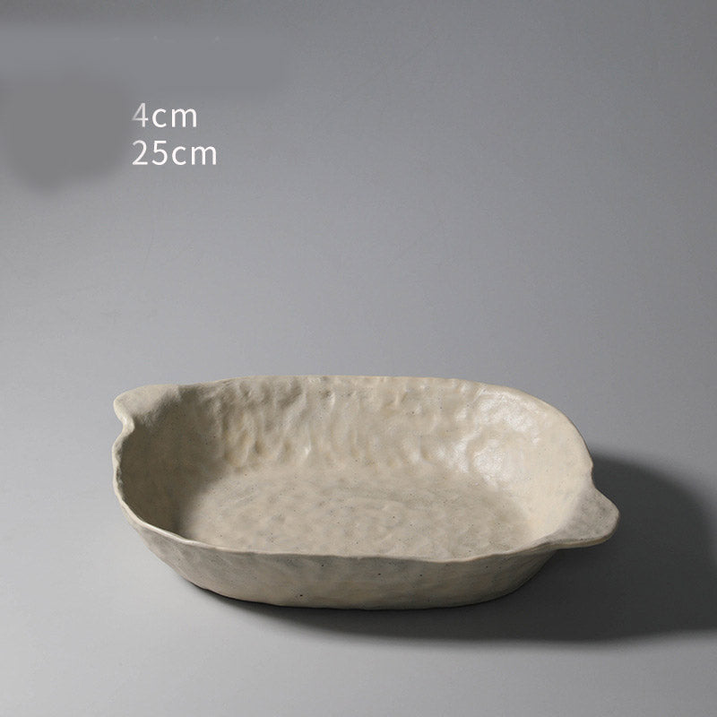 Hand-Squeezed Ceramic Dinner Plate Set - Irregular Shape & Personalized Design