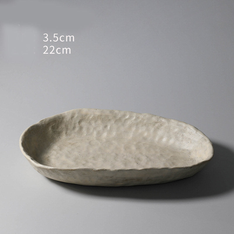 Hand-Squeezed Ceramic Dinner Plate Set - Irregular Shape & Personalized Design