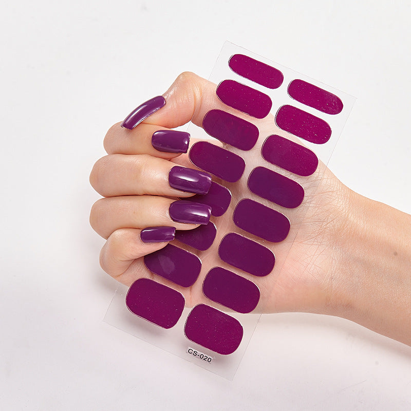 Solid Color Nail Art Wraps - 16 Piece Adhesive Nail Stickers Set