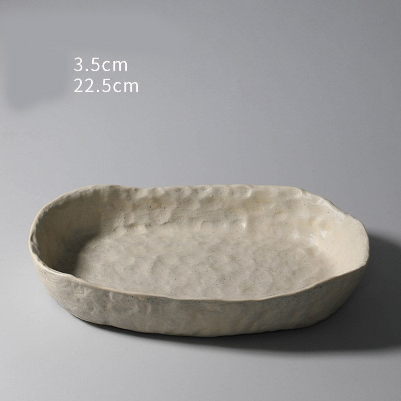 Hand-Squeezed Ceramic Dinner Plate Set - Irregular Shape & Personalized Design