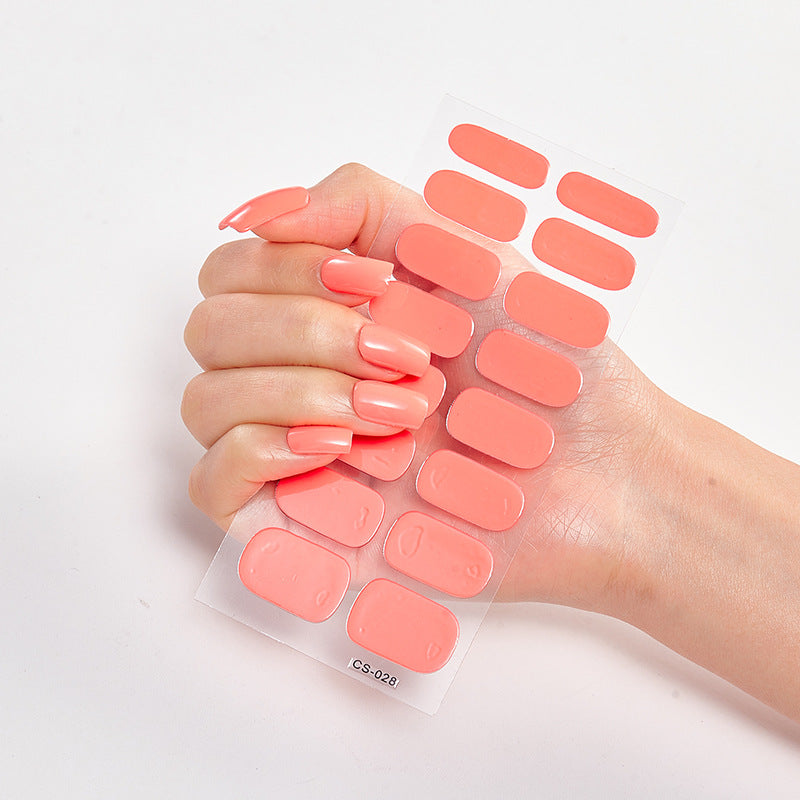 Solid Color Nail Art Wraps - 16 Piece Adhesive Nail Stickers Set