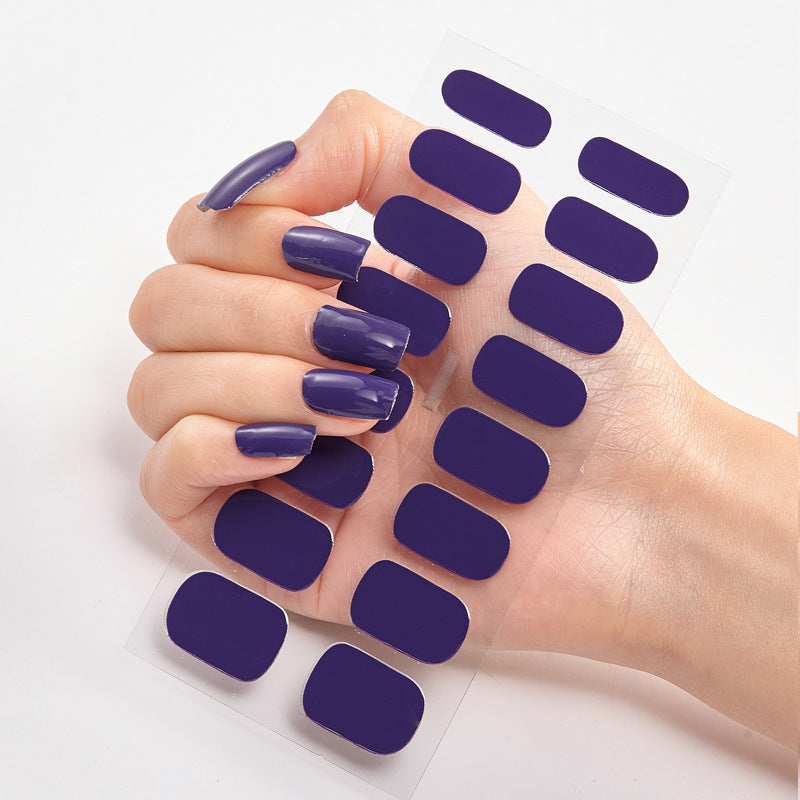 Solid Color Nail Art Wraps - 16 Piece Adhesive Nail Stickers Set