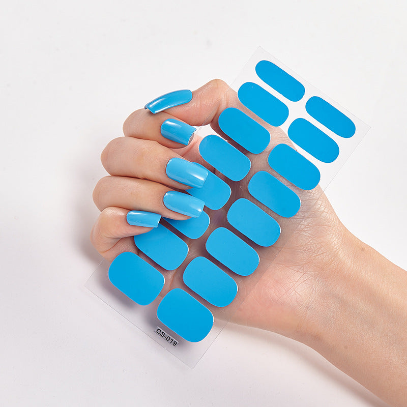 Solid Color Nail Art Wraps - 16 Piece Adhesive Nail Stickers Set