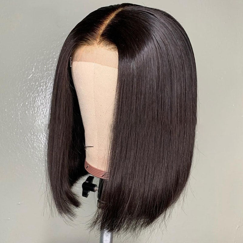 European & American Short Straight Synthetic Wig - Black, 12-26 Inches