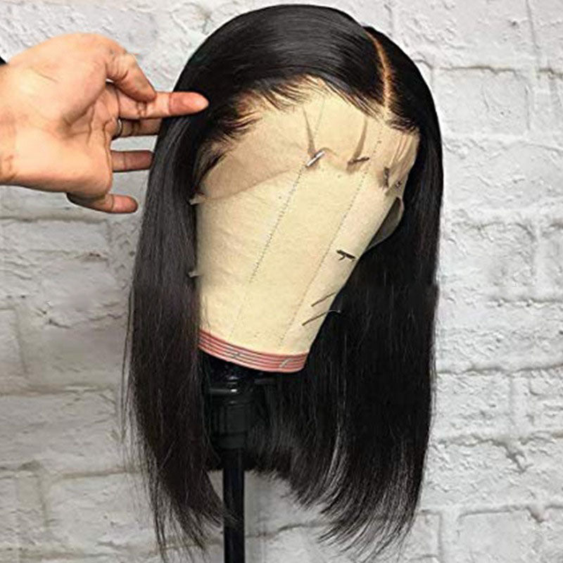 European & American Short Straight Synthetic Wig - Black, 12-26 Inches