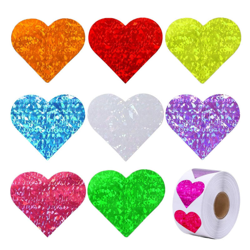 Love Heart Pattern Self-Adhesive Stickers – 38mm Round