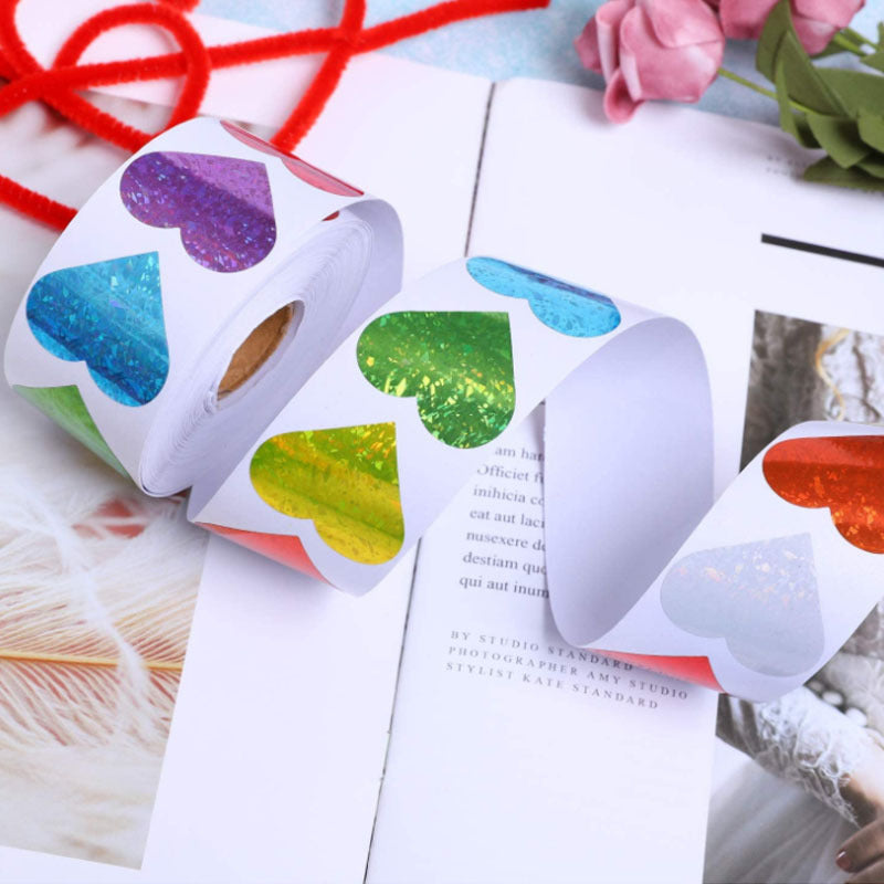 Love Heart Pattern Self-Adhesive Stickers – 38mm Round