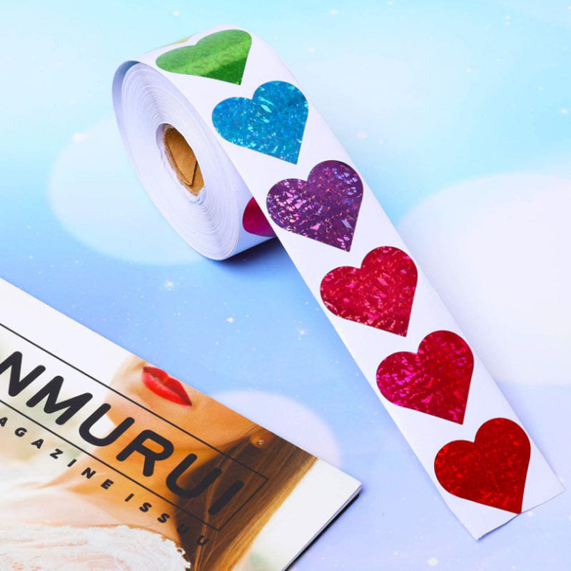 Love Heart Pattern Self-Adhesive Stickers – 38mm Round