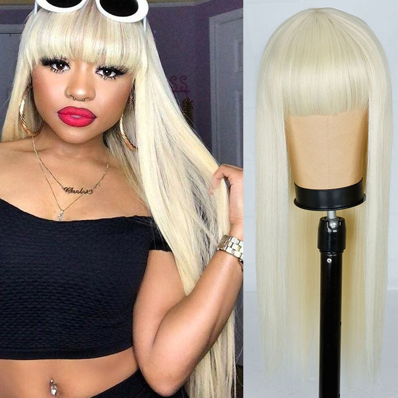 Long Straight Synthetic Wig with Qi Bangs