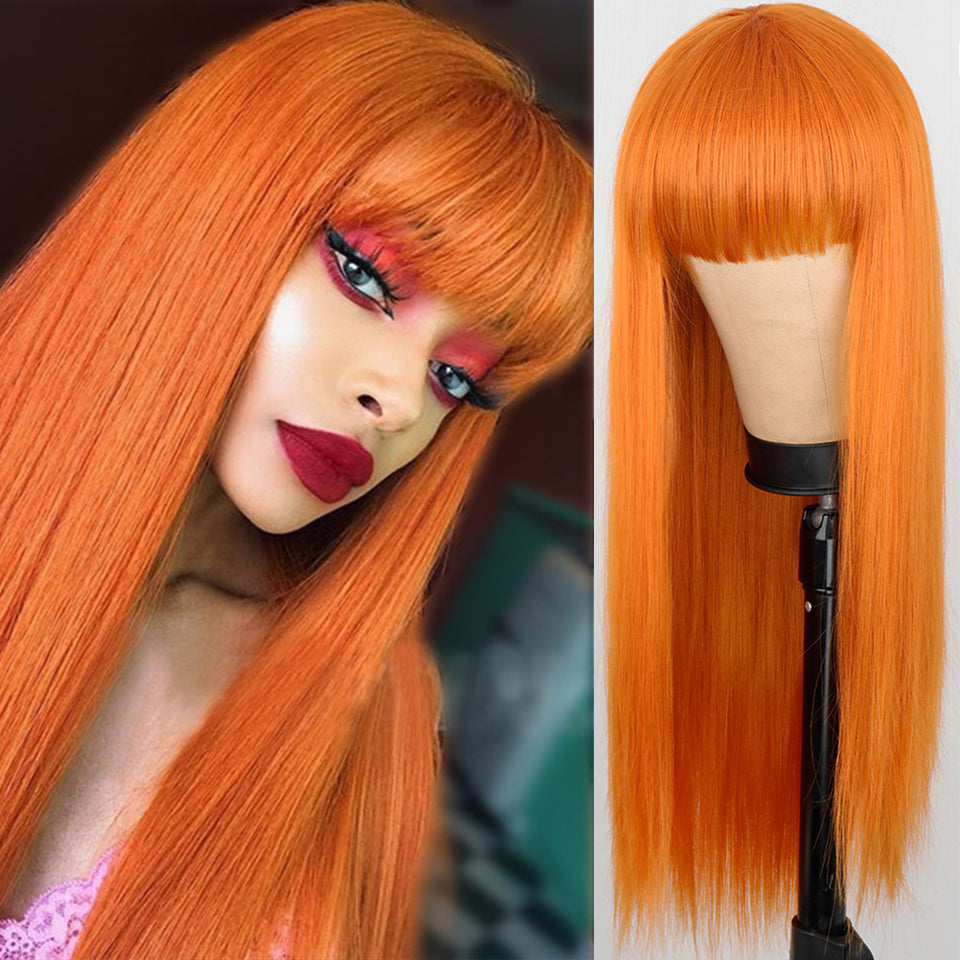 Long Straight Synthetic Wig with Qi Bangs