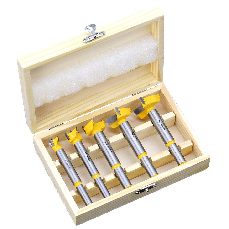 5-Piece Woodworking Hole Opener Set for Hand Drill and Reaming - Alloy and Plastic