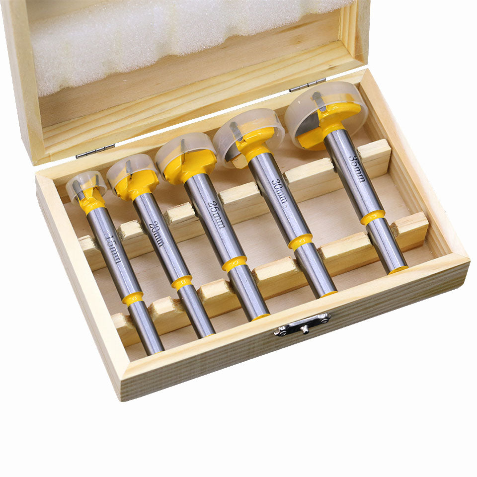5-Piece Woodworking Hole Opener Set for Hand Drill and Reaming - Alloy and Plastic