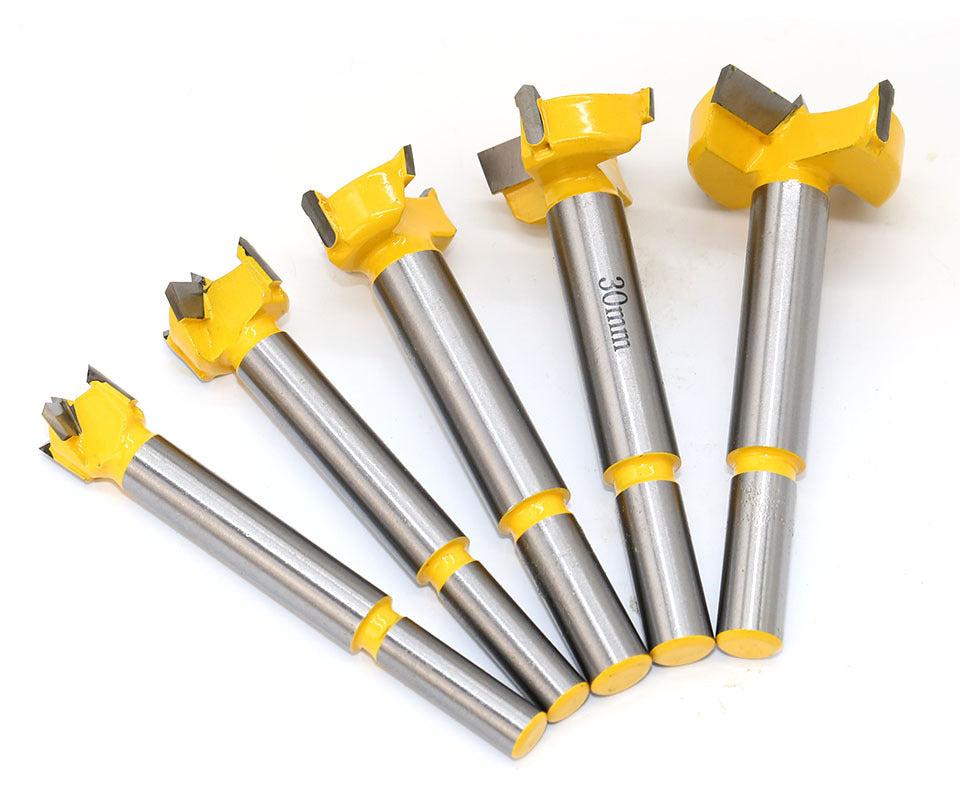 5-Piece Woodworking Hole Opener Set for Hand Drill and Reaming - Alloy and Plastic