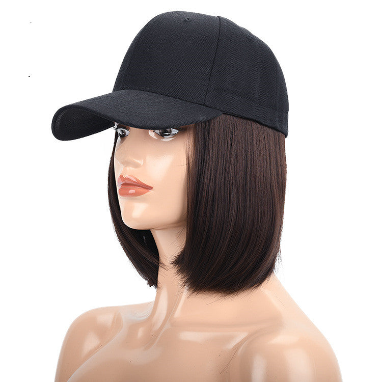 Bob Wig Hat with Cap - Face Slimming