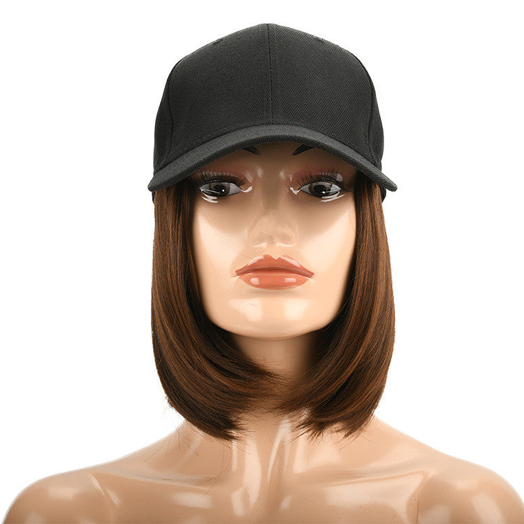 Bob Wig Hat with Cap - Face Slimming