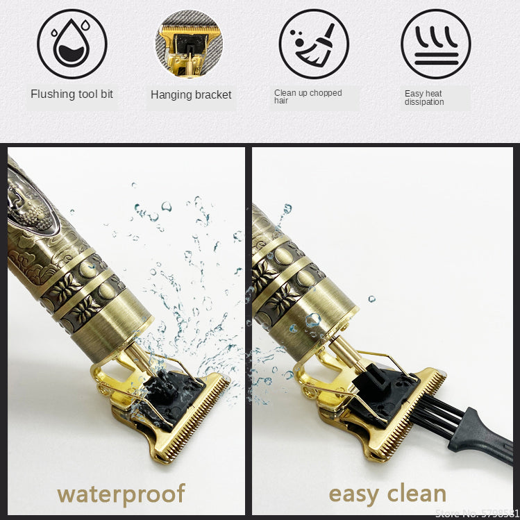 Rechargeable Hair Clipper Oil with LCD Display for Grooming - Buddha & Old Man Head Variants
