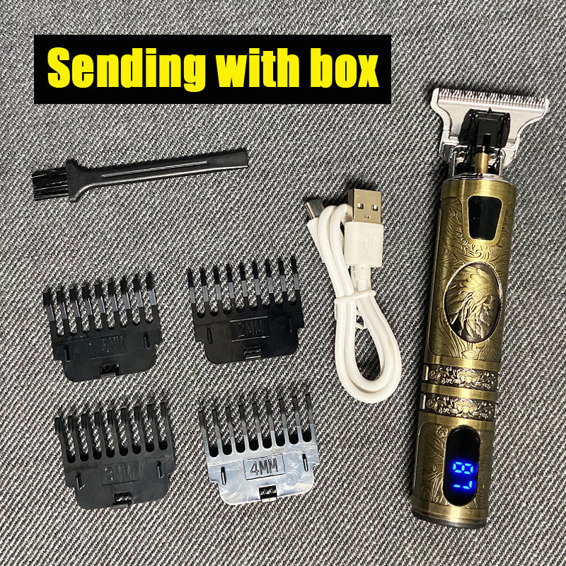 Rechargeable Hair Clipper Oil with LCD Display for Grooming - Buddha & Old Man Head Variants