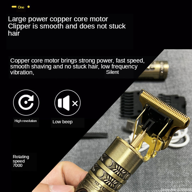 Rechargeable Hair Clipper Oil with LCD Display for Grooming - Buddha & Old Man Head Variants