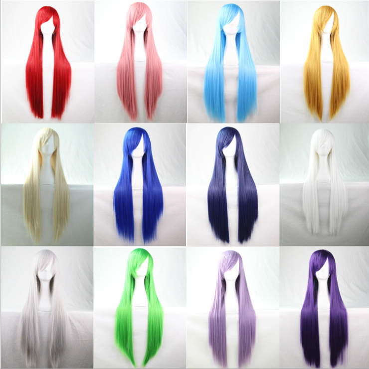 Long Straight Cosplay Wig 80cm Synthetic Hair for Anime & Costume