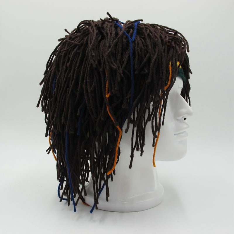 Reggae Rasta Hat with Dreadlocks Wig - Caribbean Style Wool Beret