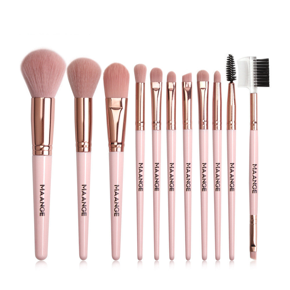 Pink Makeup Brush Set for Face and Eyes - 18 Professional Cosmetic Tools