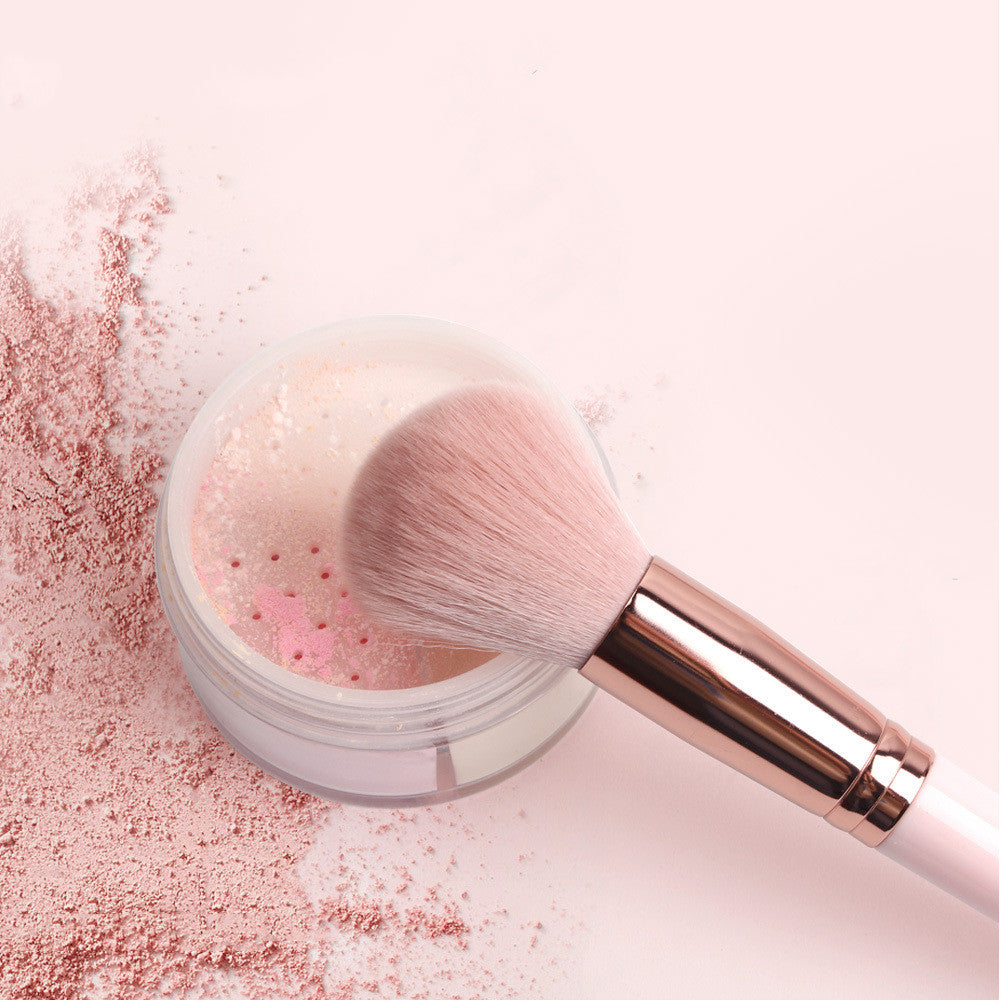 Pink Makeup Brush Set for Face and Eyes - 18 Professional Cosmetic Tools