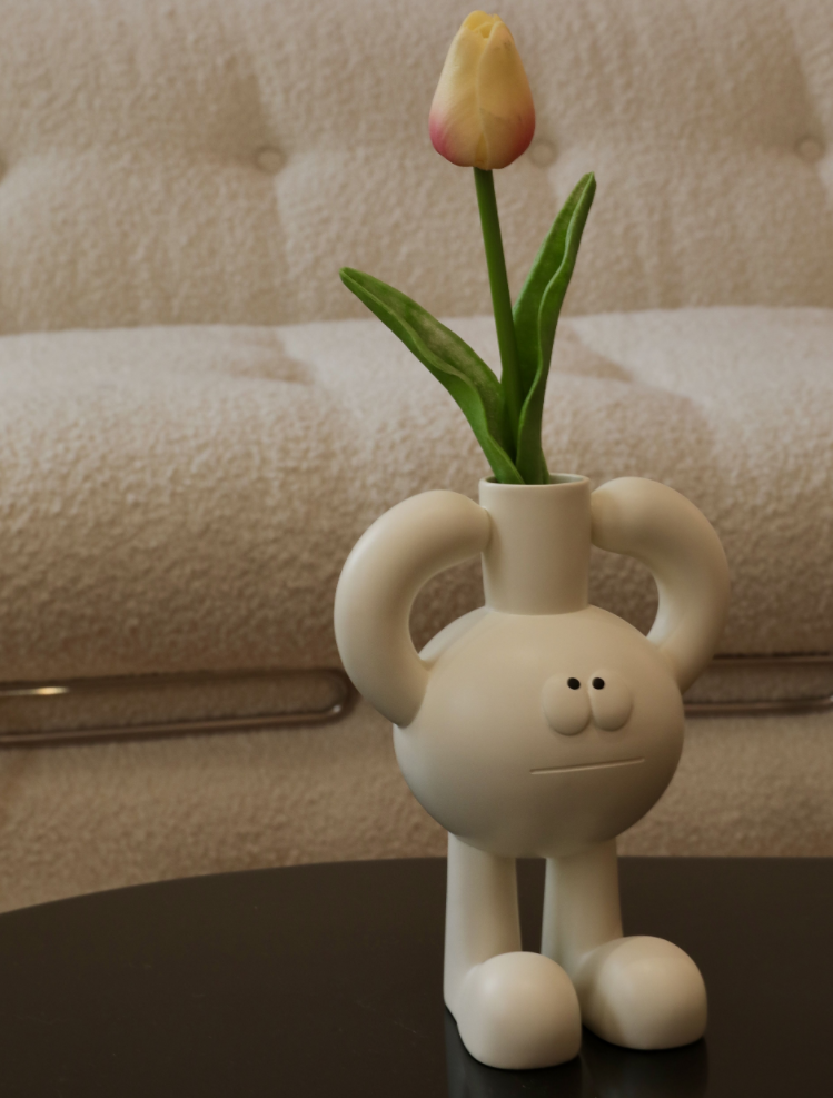 White Resin Vase for Living Room & Home Decor - Big-Toed Design
