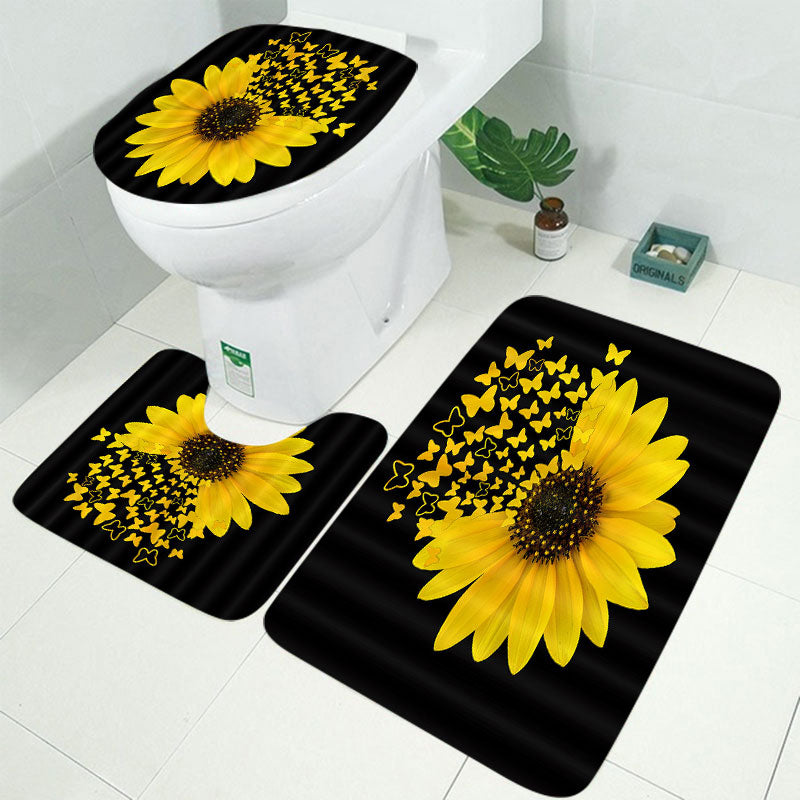 Waterproof Polyester Shower Curtain with Sunflower Pattern - Hotel & Bathroom Decor