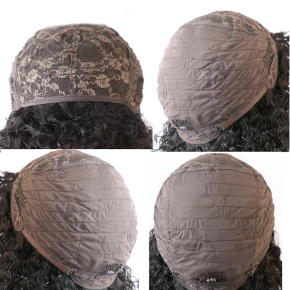 Brazil Water Wave Human Hair Wigs with Bangs - Curved Headgear, Multiple Lengths & Colors