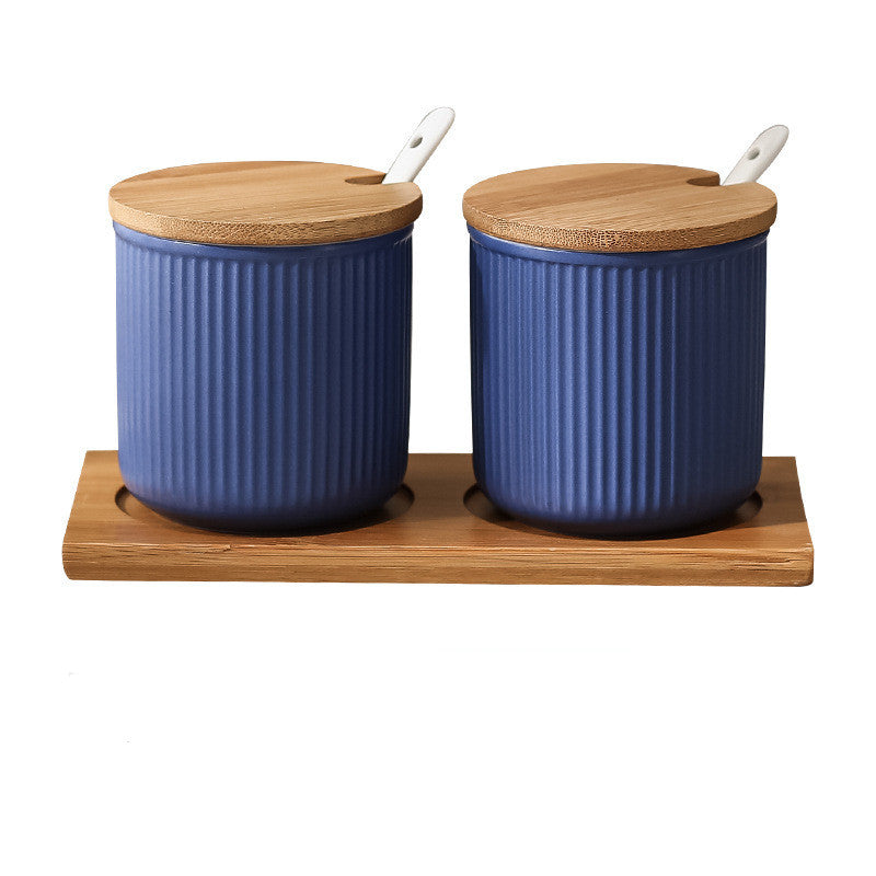 Ceramic Seasoning Box Set with Lid - Nordic Style Salt Pepper Sugar Dispenser