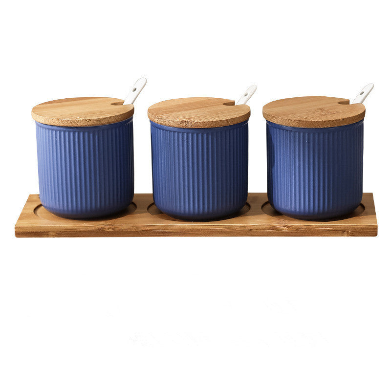 Ceramic Seasoning Box Set with Lid - Nordic Style Salt Pepper Sugar Dispenser
