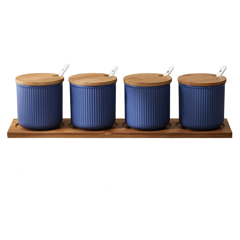 Ceramic Seasoning Box Set with Lid - Nordic Style Salt Pepper Sugar Dispenser