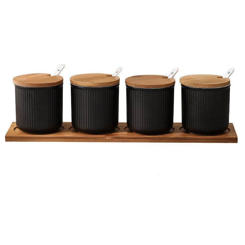 Ceramic Seasoning Box Set with Lid - Nordic Style Salt Pepper Sugar Dispenser
