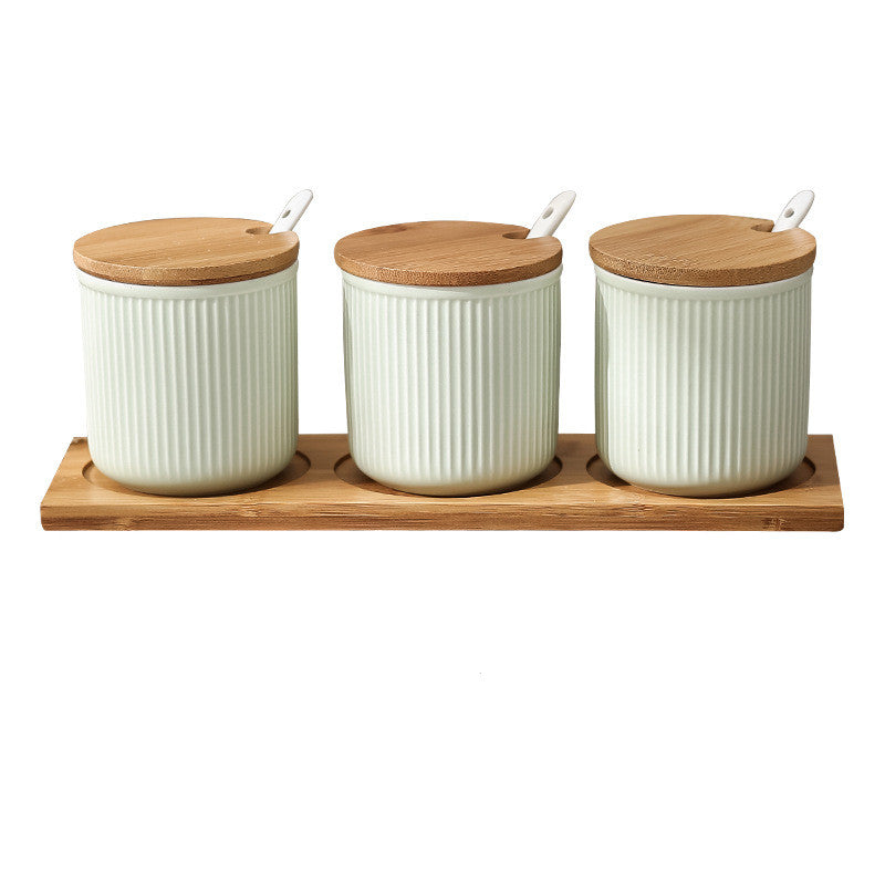 Ceramic Seasoning Box Set with Lid - Nordic Style Salt Pepper Sugar Dispenser