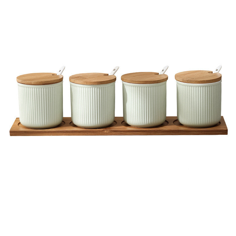 Ceramic Seasoning Box Set with Lid - Nordic Style Salt Pepper Sugar Dispenser