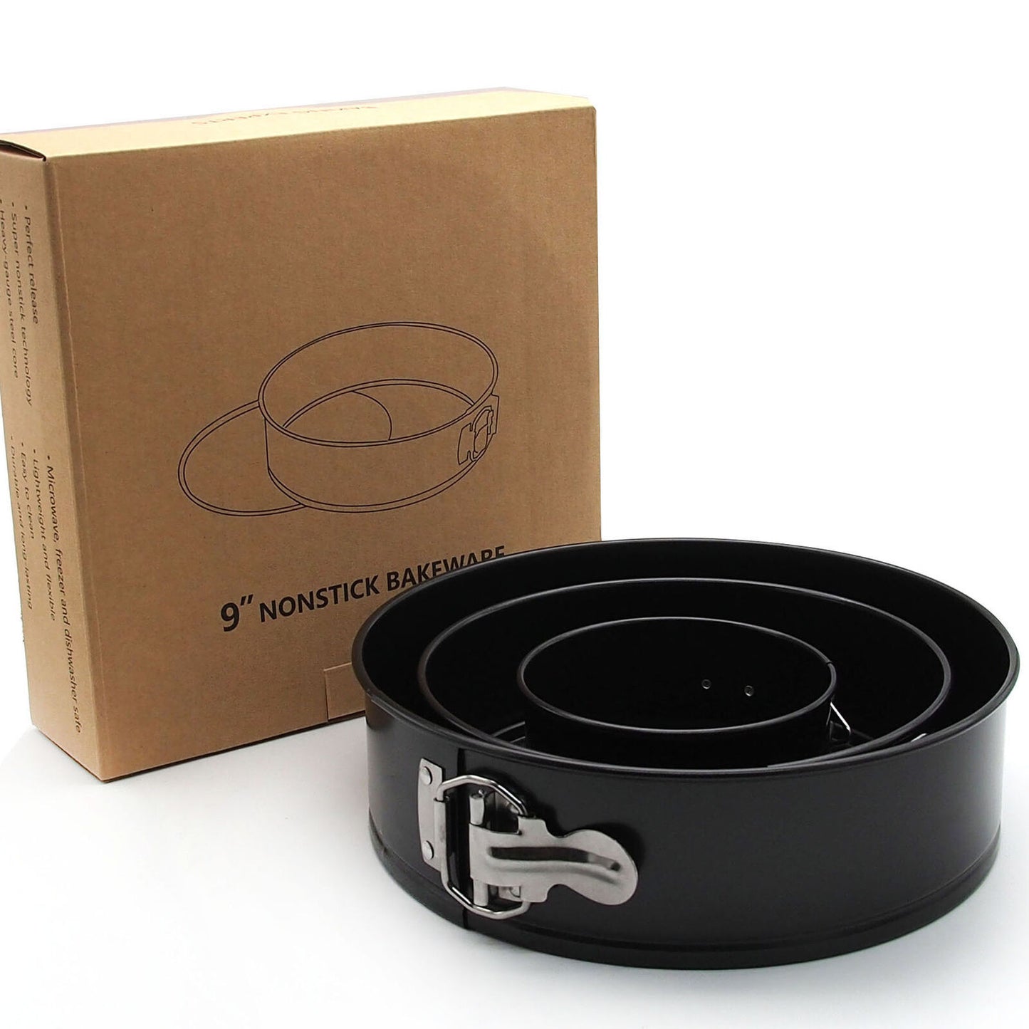 3-Piece Non-Stick Round Cake Mold Set - Spring Form Baking Pans, 23x23x7cm