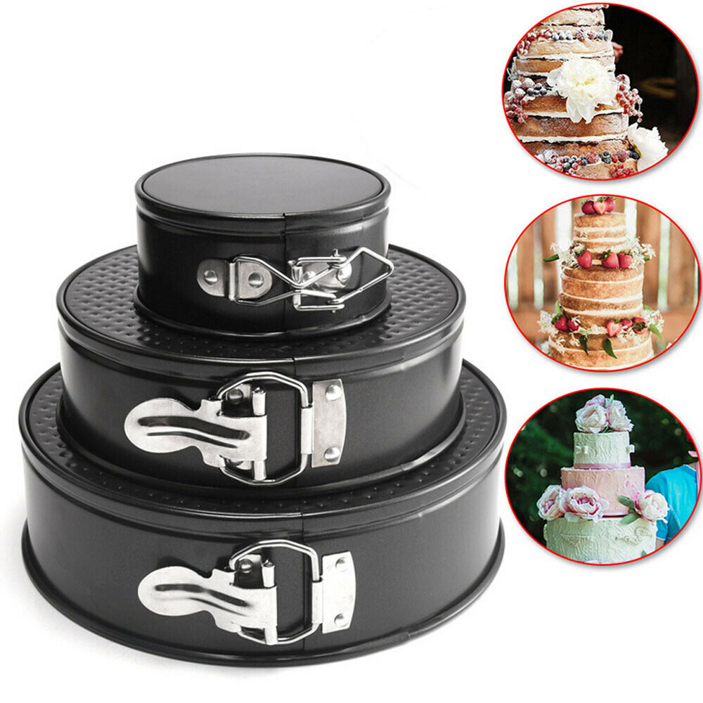 3-Piece Non-Stick Round Cake Mold Set - Spring Form Baking Pans, 23x23x7cm