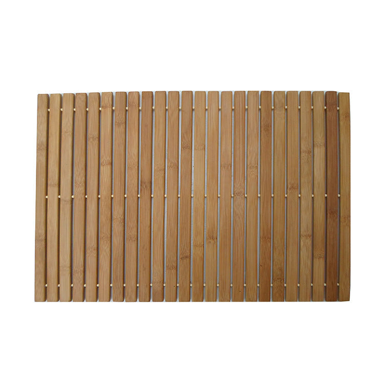 Non-slip Wooden Floor Mat 60x40cm Bathroom Rug Handwoven Brown