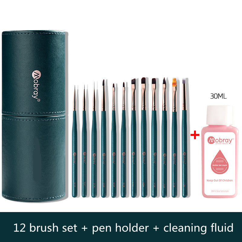12 Nail Art Brush Set with Pen Holder