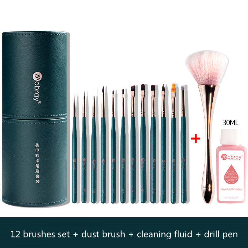 12 Nail Art Brush Set with Pen Holder