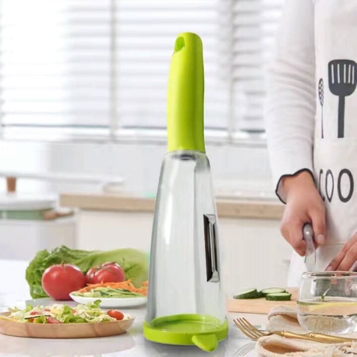 Multifunctional Vegetable Peeler with Storage Bin - Stainless Steel Kitchen Gadget