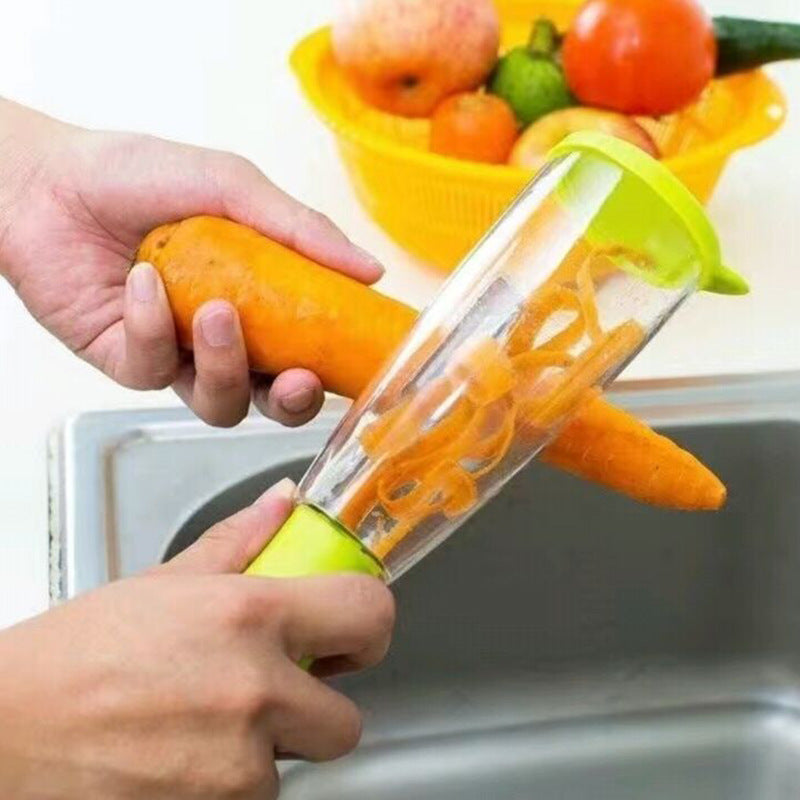Multifunctional Vegetable Peeler with Storage Bin - Stainless Steel Kitchen Gadget