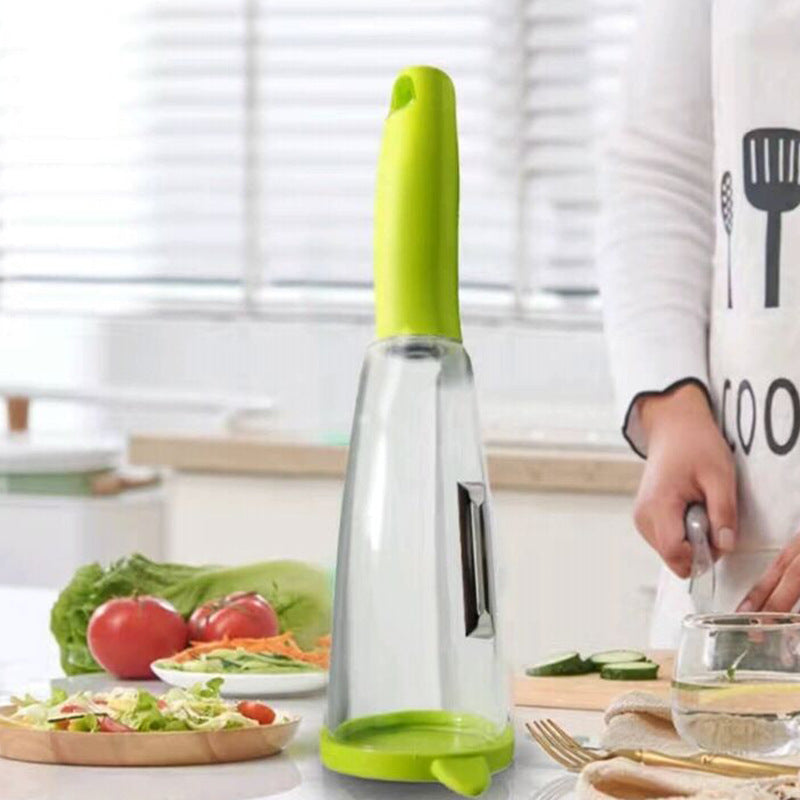 Multifunctional Vegetable Peeler with Storage Bin - Stainless Steel Kitchen Gadget