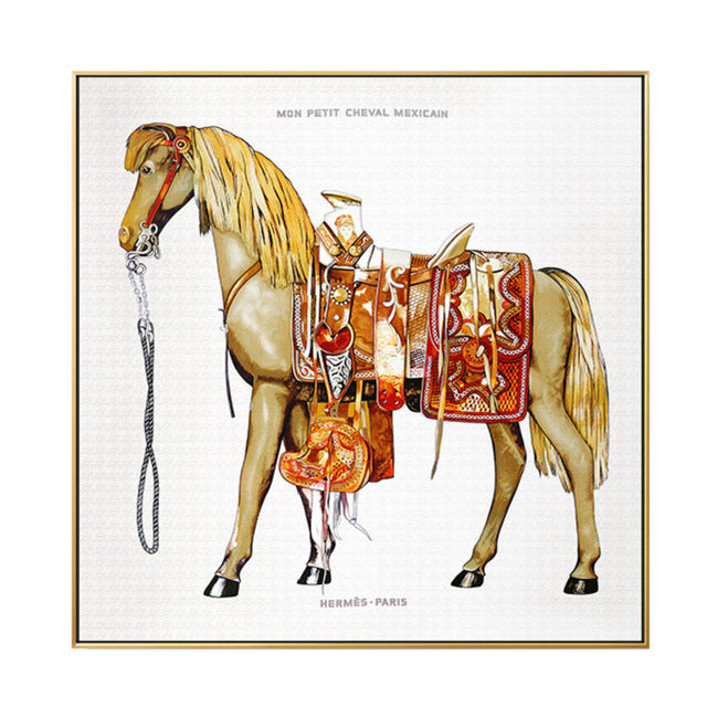 High-Definition Canvas Wall Art - Horse Oil Painting with Five Background Colors