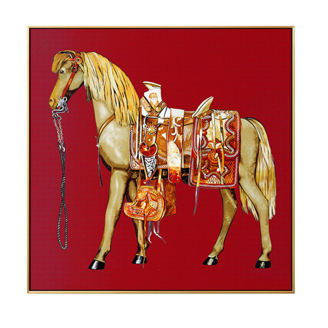 High-Definition Canvas Wall Art - Horse Oil Painting with Five Background Colors