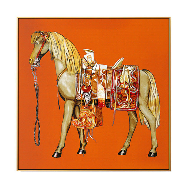 High-Definition Canvas Wall Art - Horse Oil Painting with Five Background Colors