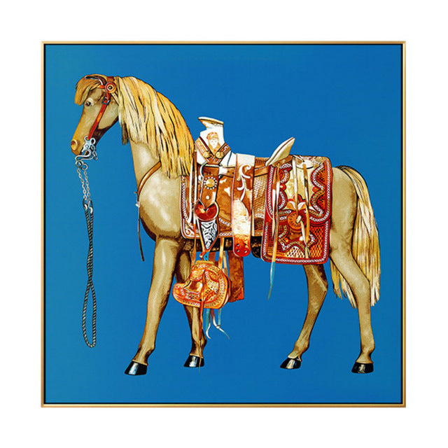 High-Definition Canvas Wall Art - Horse Oil Painting with Five Background Colors