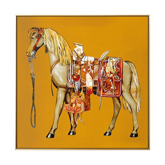 High-Definition Canvas Wall Art - Horse Oil Painting with Five Background Colors