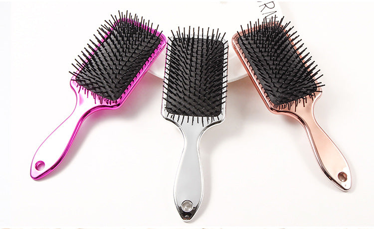 Electroplating Hairdressing Comb Anti-Knotting Large Plastic Brush Multi-Color Options